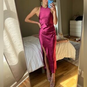 Hello Molly Pink Maxi Slip Dress with Slit